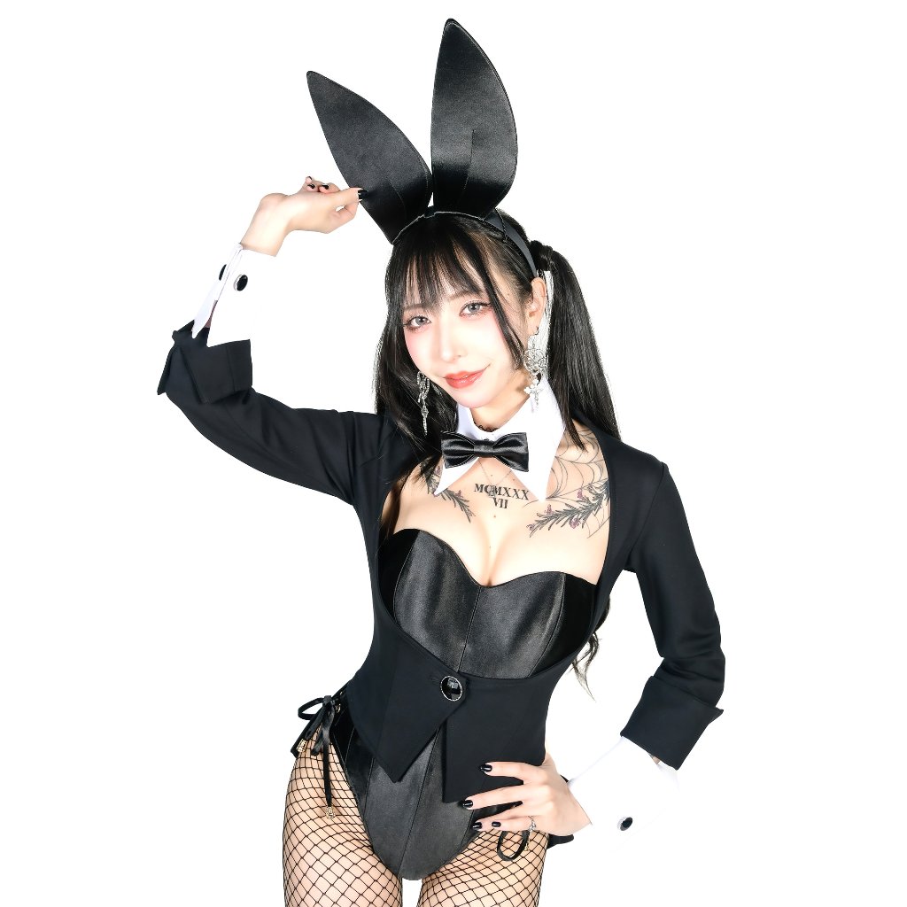 【大きいサイズ】黒の燕尾服［付属品セットが(白)］オールシーズン用 コスプレ バニーガール 衣装 バニー衣装用の画像