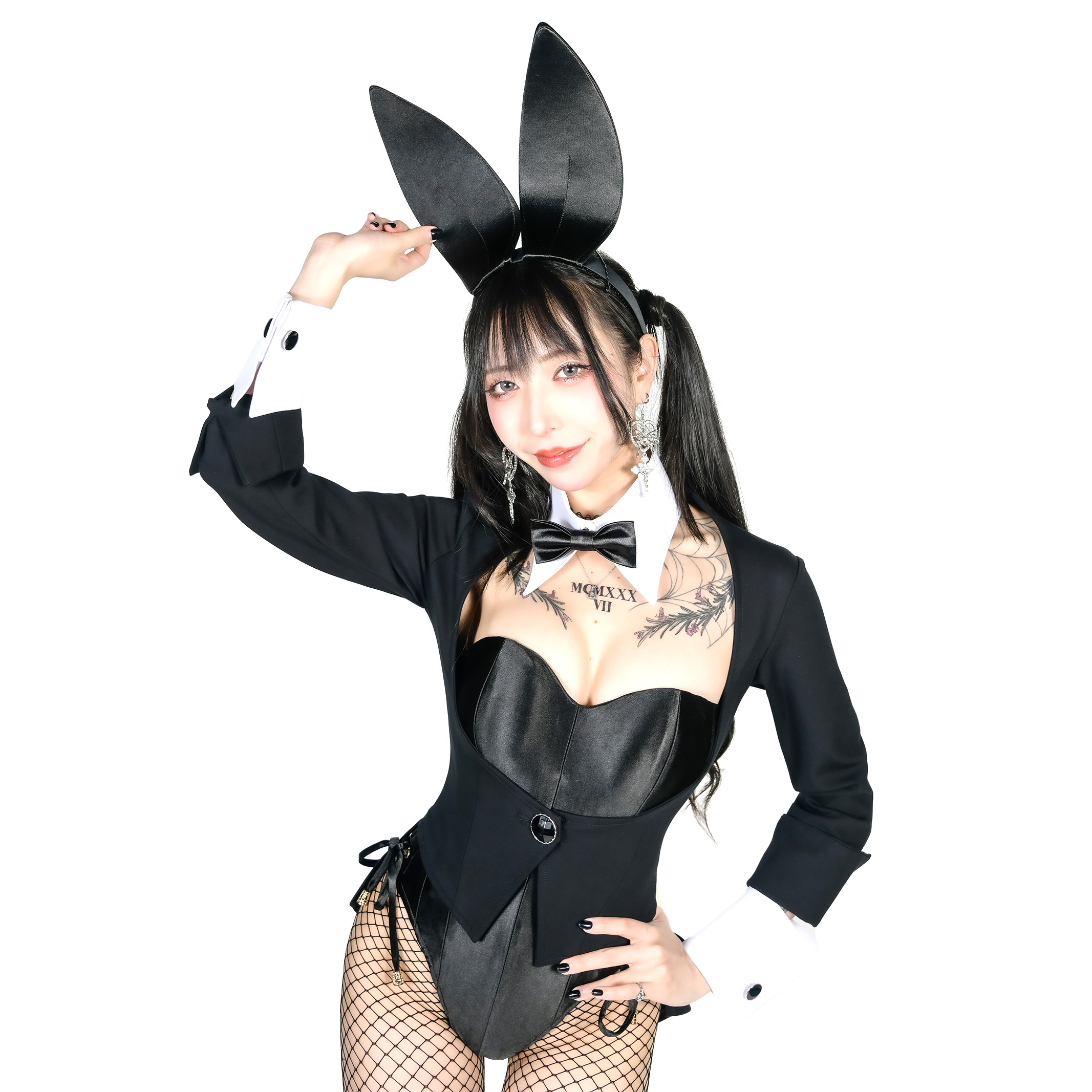 【大きいサイズ】黒の燕尾服［付属品セット(黒)］オールシーズン用 コスプレ バニーガール 衣装 バニー衣装用の画像