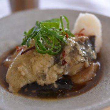 EGGPLANT TARO KUDZU 鱈と茄子のべっこうおろしあんかけの画像