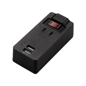 5個セット YAZAWA ブレーカースイッチ付1AC2USB2.4Aブラック H6BKS3102UBKX5 送料無料！の画像