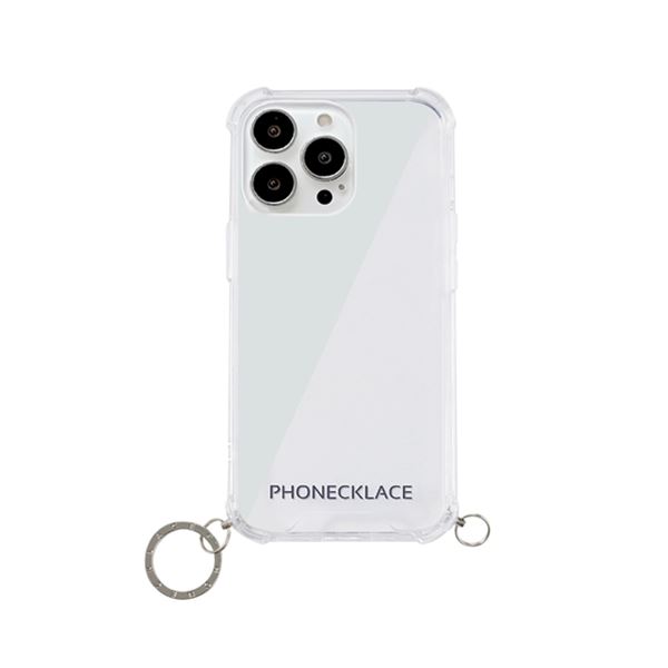 PHONECKLACE ストラップ用リング付きクリアケース for iPhone 13 Pro シルバーチャーム PN21610i13PSVの画像