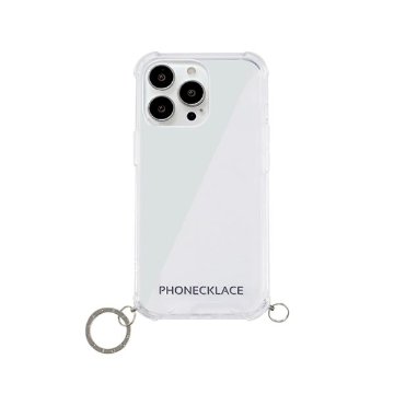 PHONECKLACE ストラップ用リング付きクリアケース for iPhone 13 Pro シルバーチャーム PN21610i13PSVの画像