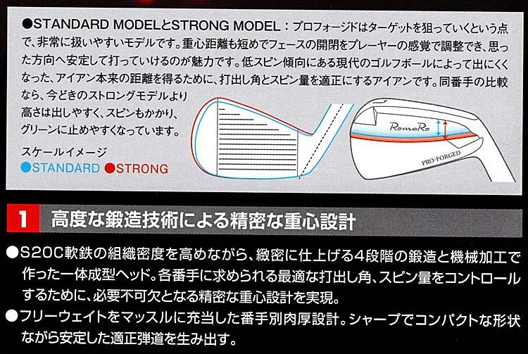 RomaRo PRO FORGED IRON STRONG MODEL(スタンダードモデル)６本組(＃5〜PW) 装着シャフトNS 950GH S／DG S200の画像