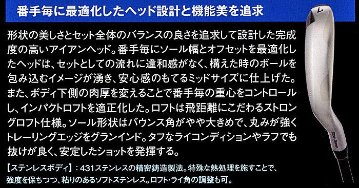 RomaRo Ray α IRON 6本組 ＃５〜PW  装着シャフトRJ-Ti5(シャフトラボ社製)の画像