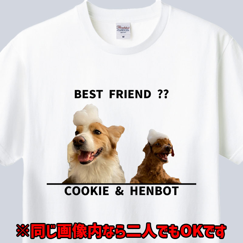 愛犬の名入れ＆写真プリント＆メッセージ うちの子Tシャツ フロント胸中央プリント 半袖Tシャツの画像