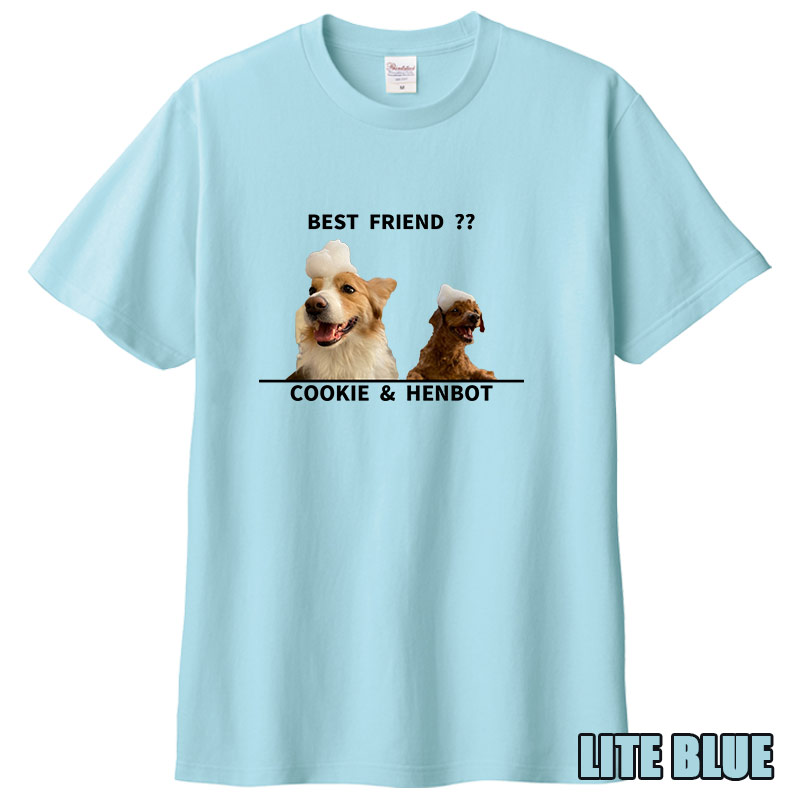 愛犬の名入れ＆写真プリント＆メッセージ うちの子Tシャツ フロント胸中央プリント 半袖Tシャツの画像