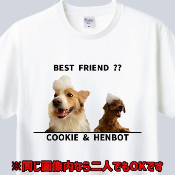愛犬の名入れ＆写真プリント＆メッセージ うちの子Tシャツ フロント胸中央プリント 半袖Tシャツの画像