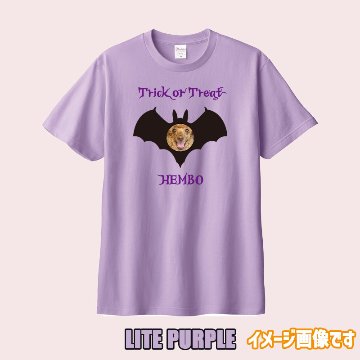 愛犬の名入れ＆写真プリント 【HALLOWEEN BATTY】ハロウィン　バット柄うちの子Tシャツ  5.6oz 半袖Tシャツの画像