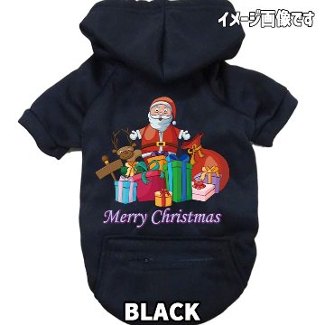 クリスマス柄 【CHRISTMAS PRESENT】 犬用パーカー スウェットパーカー ジップポケット付き犬服 超小型犬〜大型犬 お好きな犬服やTシャツ等にもプリント出来ますの画像