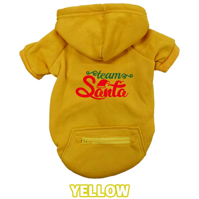 クリスマス柄 【TEAM SANTA】 犬用パーカー スウェットパーカー ジップポケット付き犬服 超小型犬〜大型犬 お好きな犬服やTシャツ等にもプリント出来ますの画像