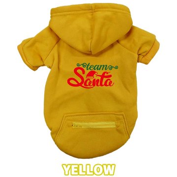 クリスマス柄 【TEAM SANTA】 犬用パーカー スウェットパーカー ジップポケット付き犬服 超小型犬〜大型犬 お好きな犬服やTシャツ等にもプリント出来ますの画像