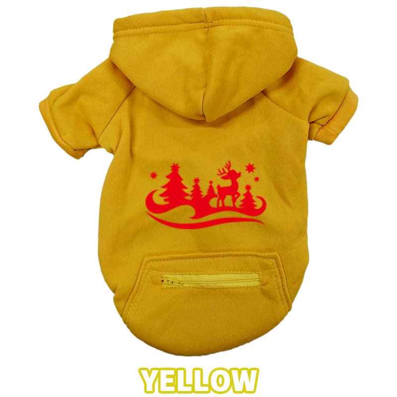 クリスマス柄 【CHRISTMAS TREE】 犬用パーカー スウェットパーカー ジップポケット付き犬服 超小型犬〜大型犬 お好きな犬服やTシャツ等にもプリント出来ますの画像