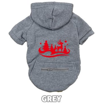 クリスマス柄 【CHRISTMAS TREE】 犬用パーカー スウェットパーカー ジップポケット付き犬服 超小型犬〜大型犬 お好きな犬服やTシャツ等にもプリント出来ますの画像