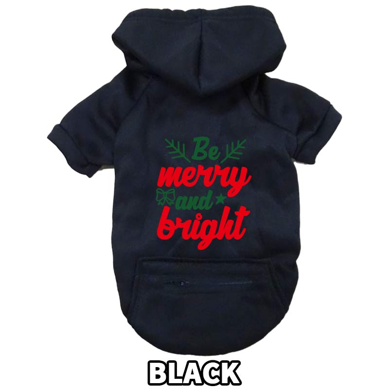 クリスマス柄 【BE MERRY AND BRIGHT】 犬用パーカー スウェットパーカー ジップポケット付き犬服 超小型犬〜大型犬 お好きな犬服やTシャツ等にもプリント出来ますの画像