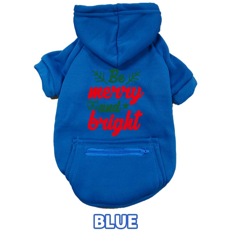 クリスマス柄 【BE MERRY AND BRIGHT】 犬用パーカー スウェットパーカー ジップポケット付き犬服 超小型犬〜大型犬 お好きな犬服やTシャツ等にもプリント出来ますの画像