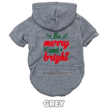 クリスマス柄 【BE MERRY AND BRIGHT】 犬用パーカー スウェットパーカー ジップポケット付き犬服 超小型犬〜大型犬 お好きな犬服やTシャツ等にもプリント出来ますの画像