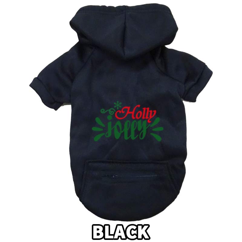 クリスマス柄 【Holly Jolly】 犬用パーカー スウェットパーカー ジップポケット付き犬服 超小型犬〜大型犬 お好きな犬服やTシャツ等にもプリント出来ますの画像