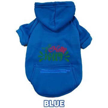 クリスマス柄 【Holly Jolly】 犬用パーカー スウェットパーカー ジップポケット付き犬服 超小型犬〜大型犬 お好きな犬服やTシャツ等にもプリント出来ますの画像