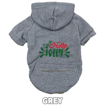 クリスマス柄 【Holly Jolly】 犬用パーカー スウェットパーカー ジップポケット付き犬服 超小型犬〜大型犬 お好きな犬服やTシャツ等にもプリント出来ますの画像