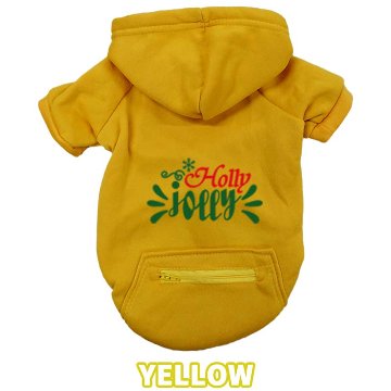 クリスマス柄 【Holly Jolly】 犬用パーカー スウェットパーカー ジップポケット付き犬服 超小型犬〜大型犬 お好きな犬服やTシャツ等にもプリント出来ますの画像