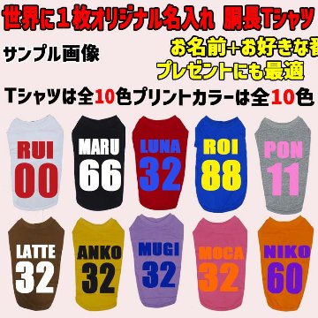 愛犬の名入れが出来る ユニフォーム風背番号タイプ ダックス コーギー用 Tシャツ 名前入り犬服 小型犬〜中型犬 プリントカラーは10色　お名前とお好きな番号だけで作れますの画像