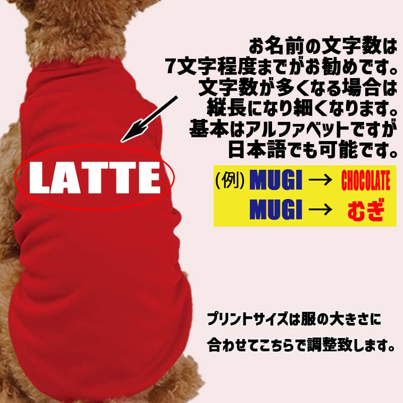 愛犬の名入れが出来るメッシュタンクトップ ローマ字アルファベット横書きタイプ　名前入り犬服 お好きな犬服やTシャツ等にもプリント出来ますの画像