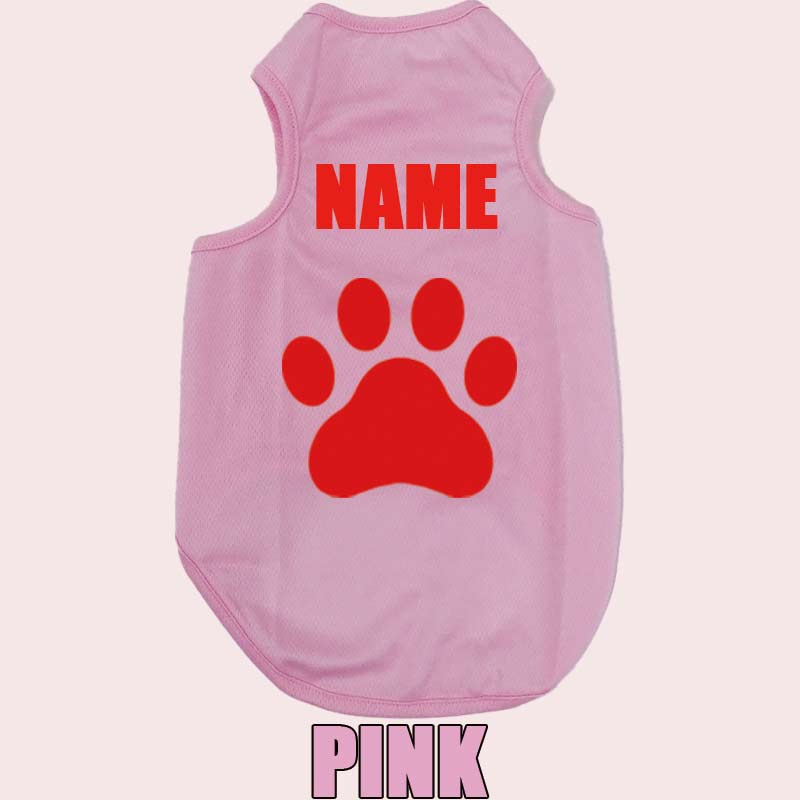 愛犬の名入れが出来る 犬用メッシュタンクトップ PAW/足跡/足型/肉球デザイン 犬服 超小型犬〜中型犬 XS~2XL お好きな犬服やTシャツ等にもプリント出来ますの画像