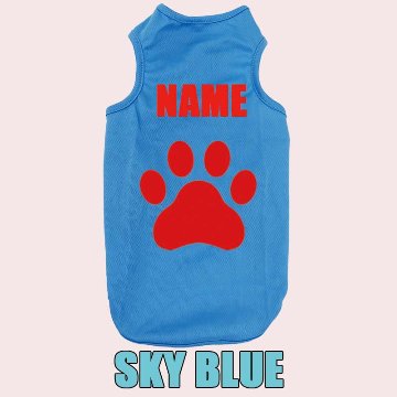 愛犬の名入れが出来る 犬用メッシュタンクトップ PAW/足跡/足型/肉球デザイン 犬服 超小型犬〜中型犬 XS~2XL お好きな犬服やTシャツ等にもプリント出来ますの画像