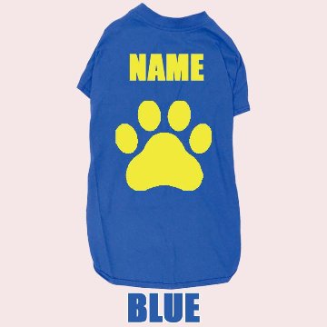 愛犬の名入れが出来る 犬用Tシャツ PAW/足跡/足型/肉球 犬服 超小型犬〜大型犬 S~4XL プリントカラーは10色　お名前だけで作れますの画像