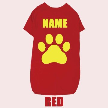 愛犬の名入れが出来る 犬用Tシャツ PAW/足跡/足型/肉球 犬服 超小型犬〜大型犬 S~4XL プリントカラーは10色　お名前だけで作れますの画像