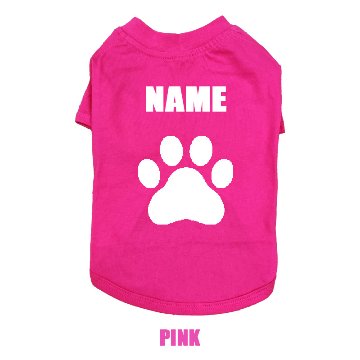 愛犬の名入れが出来る 犬用Tシャツ PAW/足跡/足型/肉球 犬服 超小型犬〜大型犬 S~4XL プリントカラーは10色　お名前だけで作れますの画像