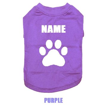 愛犬の名入れが出来る 犬用Tシャツ PAW/足跡/足型/肉球 犬服 超小型犬〜大型犬 S~4XL プリントカラーは10色　お名前だけで作れますの画像