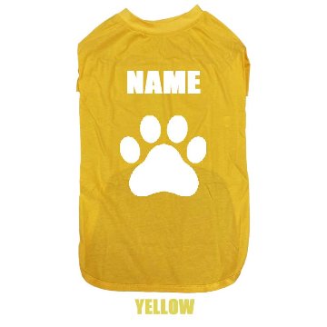 愛犬の名入れが出来る 犬用Tシャツ PAW/足跡/足型/肉球 犬服 超小型犬〜大型犬 S~4XL プリントカラーは10色　お名前だけで作れますの画像