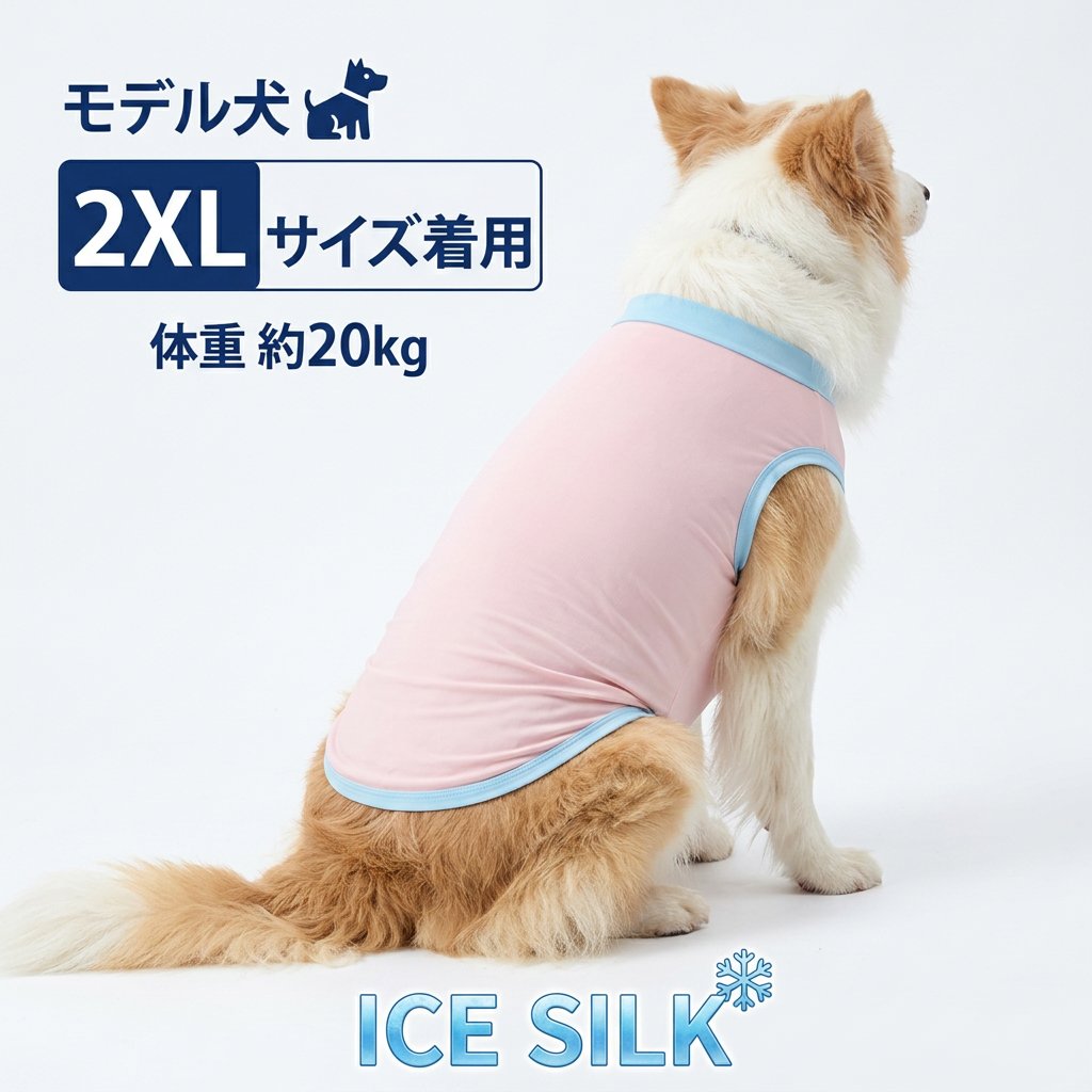 接触冷感 UVカット[ICE SILK] タンクトップ 犬服 S~2XL 3色展開  超小型犬、小型犬、中型犬20キロ位まで  薄手で夏にぴったり！ お好きなプリントをお入れしますの画像