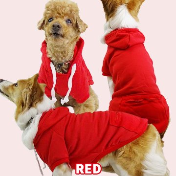 犬用ZIPポケット付きヨットパーカー 犬服 XS~5XL 5色展開 超小型犬、小型犬、中型犬、大型犬 お好きなプリントをお入れしますの画像