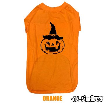 ハロウィン柄! PUMPKIN-FACE コットン100% 犬用Tシャツ 犬服 halloween ハロウィーン風ロゴ リンクコーデも出来ますの画像