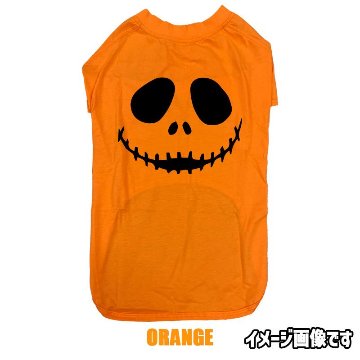 ハロウィン柄！ HALLOWEEN-FACE-2コットン100％ 犬用Tシャツ 犬服 halloween ハロウィーン風ロゴ 小型犬〜大型犬まで対応 リンクコーデも出来ますの画像