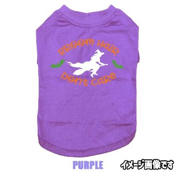 ハロウィン柄！ BROOM-HAIR-DONT-CARE コットン100％ 犬用Tシャツ 犬服 halloween ハロウィーン風ロゴ 小型犬〜大型犬まで対応 リンクコーデも出来ますの画像