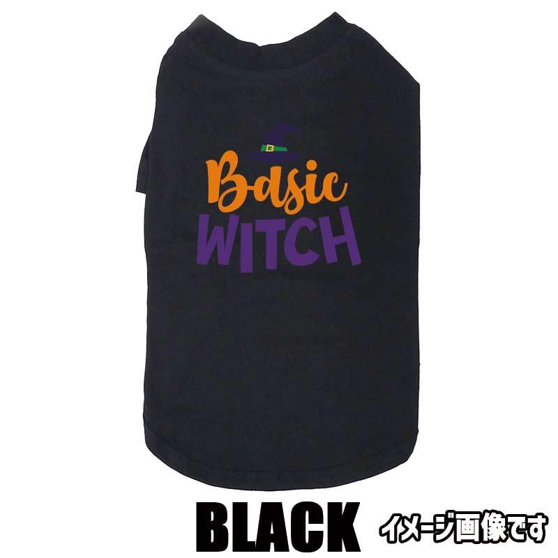 ハロウィン柄！ BASIC-WITCH コットン100％ 犬用Tシャツ 犬服 halloween ハロウィーン風ロゴ 小型犬〜大型犬まで対応 リンクコーデも出来ますの画像
