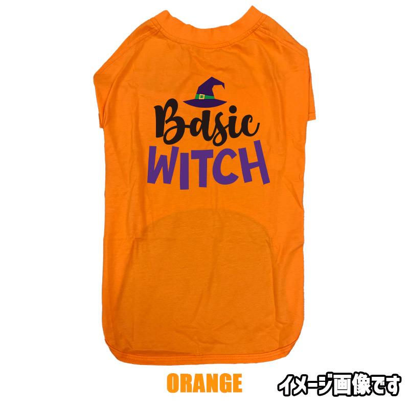 ハロウィン柄！ BASIC-WITCH コットン100％ 犬用Tシャツ 犬服 halloween ハロウィーン風ロゴ 小型犬〜大型犬まで対応 リンクコーデも出来ますの画像