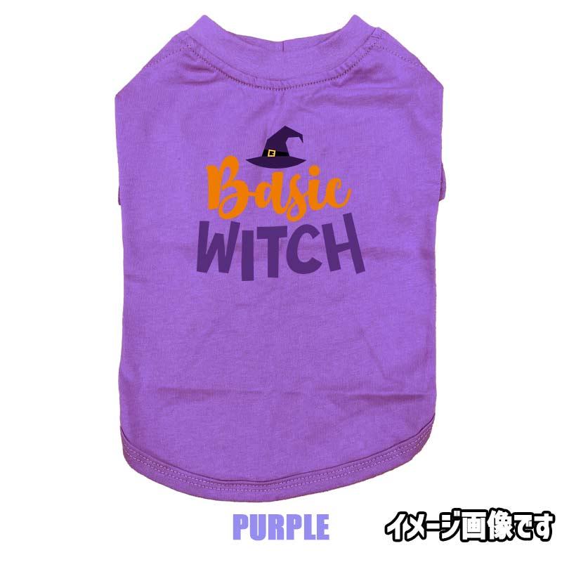 ハロウィン柄！ BASIC-WITCH コットン100％ 犬用Tシャツ 犬服 halloween ハロウィーン風ロゴ 小型犬〜大型犬まで対応 リンクコーデも出来ますの画像
