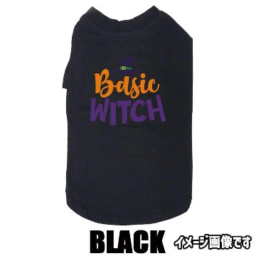 ハロウィン柄！ BASIC-WITCH コットン100％ 犬用Tシャツ 犬服 halloween ハロウィーン風ロゴ 小型犬〜大型犬まで対応 リンクコーデも出来ますの画像