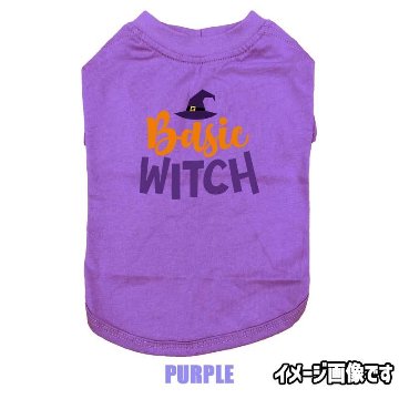 ハロウィン柄！ BASIC-WITCH コットン100％ 犬用Tシャツ 犬服 halloween ハロウィーン風ロゴ 小型犬〜大型犬まで対応 リンクコーデも出来ますの画像