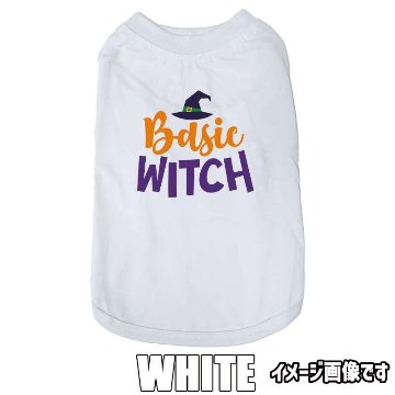 ハロウィン柄！ BASIC-WITCH コットン100％ 犬用Tシャツ 犬服 halloween ハロウィーン風ロゴ 小型犬〜大型犬まで対応 リンクコーデも出来ますの画像