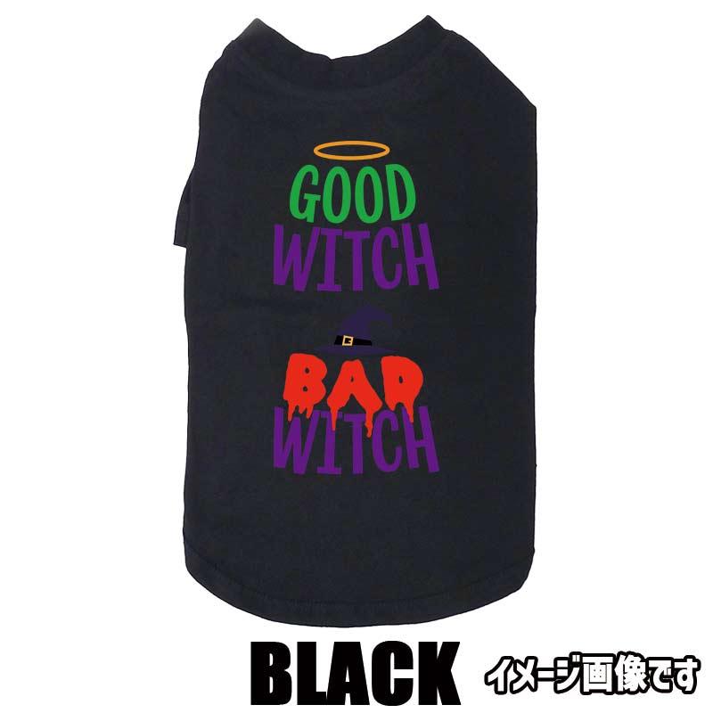 ハロウィン柄！ GOOD-WITCH-BAD-WITCH コットン100％ 犬用Tシャツ 犬服 halloween ハロウィーン風ロゴ 小型犬〜大型犬まで対応 リンクコーデも出来ますの画像