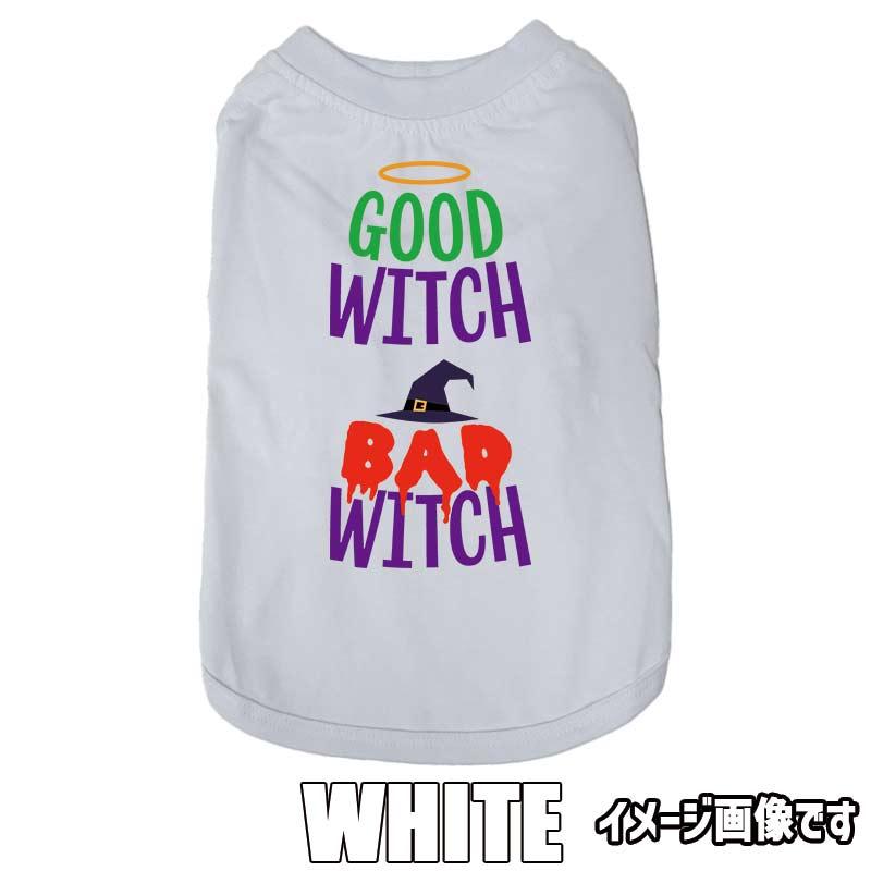 ハロウィン柄！ GOOD-WITCH-BAD-WITCH コットン100％ 犬用Tシャツ 犬服 halloween ハロウィーン風ロゴ 小型犬〜大型犬まで対応 リンクコーデも出来ますの画像
