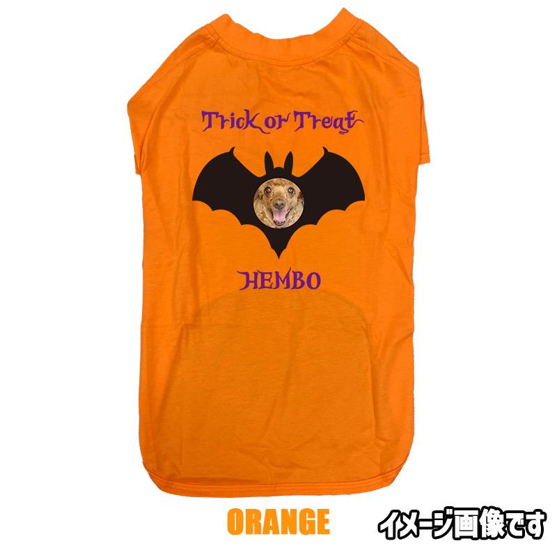 ハロウィン柄！愛犬の写真と名入れが出来る 犬用Tシャツ BATTY  コットン100％  犬服 halloween ハロウィーン風ロゴ 小型犬〜大型犬まで対応 リンクコーデも出来ますの画像
