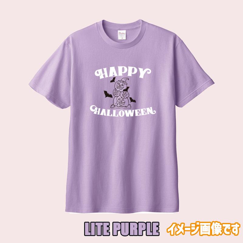 ハロウィン柄プリント半袖Ｔシャツ HAPPY-HALLOWEEN-1 ワンズプリント/WANS PRINT 5.6oz ヘビーウェイト ハロウィン柄/ハロウィーン柄　愛犬とリンクコーデの画像