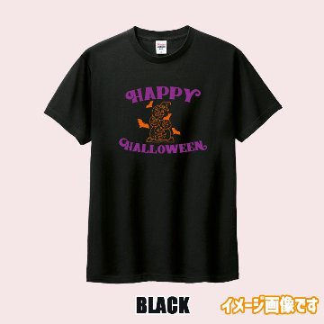 ハロウィン柄プリント半袖Ｔシャツ HAPPY-HALLOWEEN-1 ワンズプリント/WANS PRINT 5.6oz ヘビーウェイト ハロウィン柄/ハロウィーン柄　愛犬とリンクコーデの画像