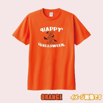 ハロウィン柄プリント半袖Ｔシャツ HAPPY-HALLOWEEN-1 ワンズプリント/WANS PRINT 5.6oz ヘビーウェイト ハロウィン柄/ハロウィーン柄　愛犬とリンクコーデの画像